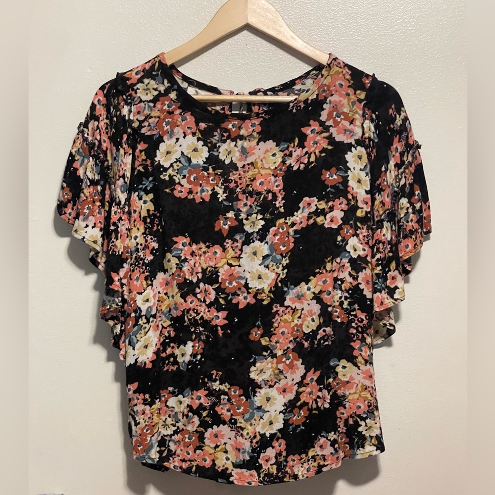 Maurices black floral top